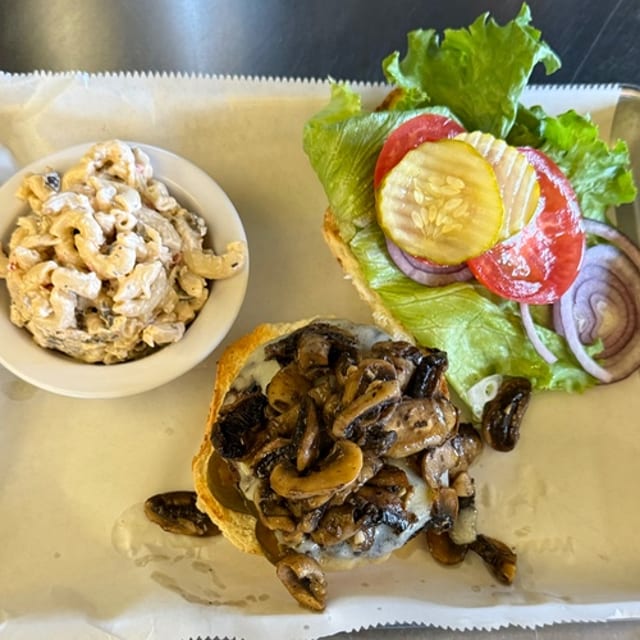 Kobe Burger with Choice of Toppings With French Fries.
